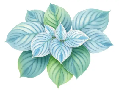 AI-generated watercolor illustration of Hosta 'Simply Irresistible' (not a photograph)