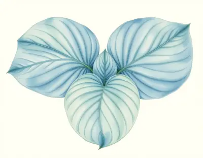 AI-generated watercolor illustration of Hosta 'Sizzler' (not a photograph)