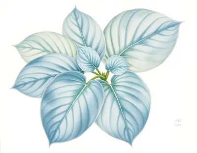 AI-generated watercolor illustration of Hosta 'Smooth Sailing' (not a photograph)