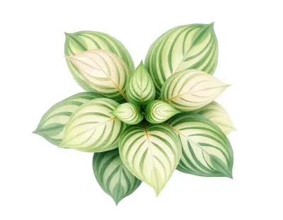 AI-generated watercolor illustration of Hosta 'Snow Mound' (not a photograph)
