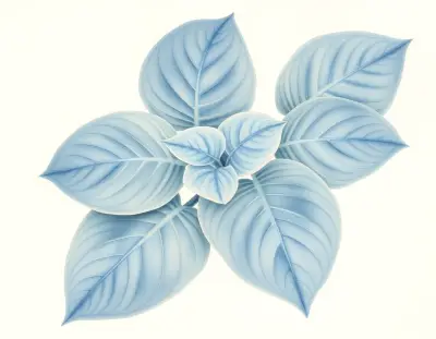 AI-generated watercolor illustration of Hosta 'Snowden' (not a photograph)