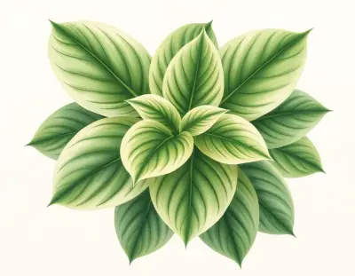 AI-generated watercolor illustration of Hosta 'Snowdrift' (not a photograph)