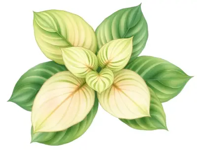 AI-generated watercolor illustration of Hosta 'Snowstorm' (not a photograph)