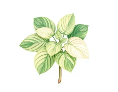 AI-generated watercolor illustration of Hosta 'Soft Touch' (not a photograph)