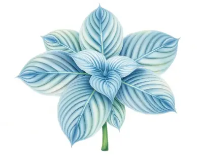 AI-generated watercolor illustration of Hosta 'Sombrero' (not a photograph)