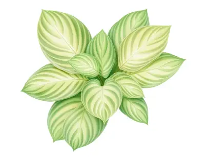 AI-generated watercolor illustration of Hosta 'Sophie' (not a photograph)