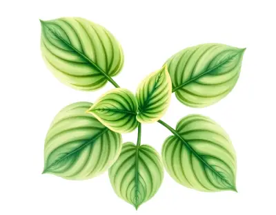 AI-generated watercolor illustration of Hosta 'Sparkler' (not a photograph)