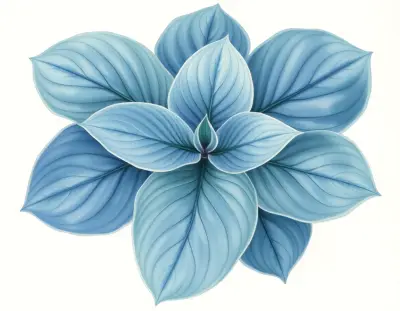 AI-generated watercolor illustration of Hosta 'Special Blend' (not a photograph)