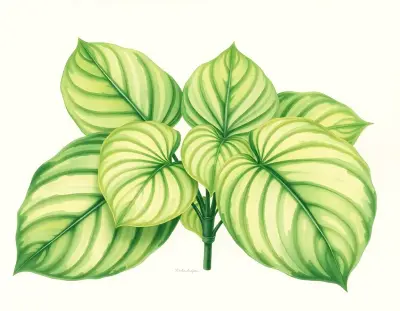 AI-generated watercolor illustration of Hosta 'Spirit of St Louis' (not a photograph)