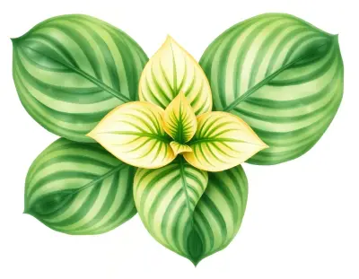 AI-generated watercolor illustration of Hosta 'Spit Shine' (not a photograph)