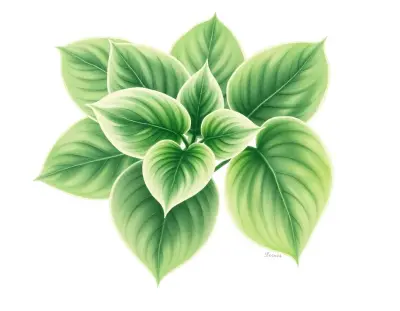 AI-generated watercolor illustration of Hosta 'Squiggles' (not a photograph)