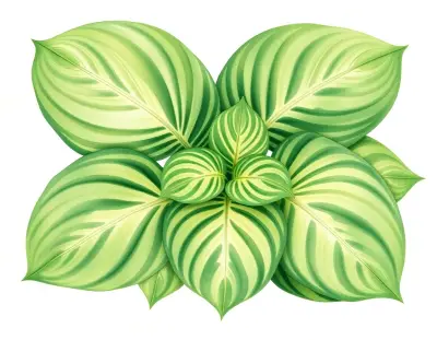 AI-generated watercolor illustration of Hosta 'Statue of Liberty' (not a photograph)
