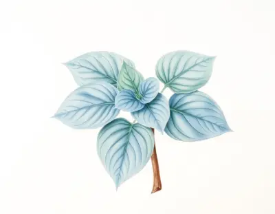 AI-generated watercolor illustration of Hosta 'Steely Dan' (not a photograph)