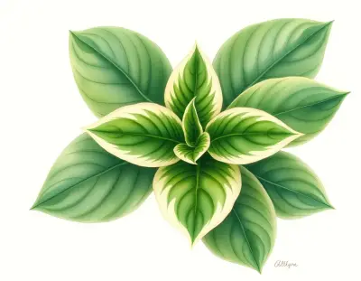 AI-generated watercolor illustration of Hosta 'Sting' (not a photograph)