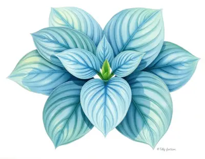 AI-generated watercolor illustration of Hosta 'Strawberry Surprise' (not a photograph)