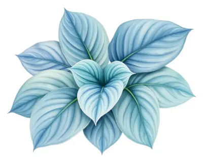 AI-generated watercolor illustration of Hosta 'Streaking Frenzy' (not a photograph)