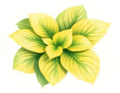 AI-generated watercolor illustration of Hosta 'Sunlight and Shadows' (not a photograph)