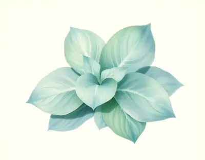 AI-generated watercolor illustration of Hosta 'Sunset Strip' (not a photograph)