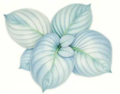 AI-generated watercolor illustration of Hosta 'Super Bowl' (not a photograph)