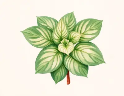 AI-generated watercolor illustration of Hosta 'Sweet Bo Peep' (not a photograph)