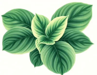AI-generated watercolor illustration of Hosta 'Sweet Serenity' (not a photograph)