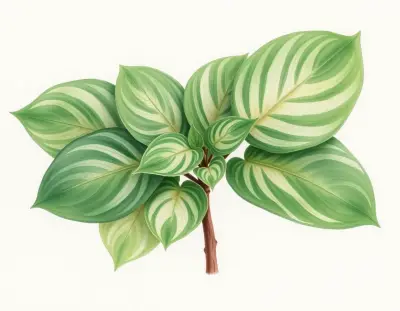 AI-generated watercolor illustration of Hosta 'Swoosh' (not a photograph)