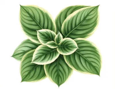 AI-generated watercolor illustration of Hosta 'Tambourine' (not a photograph)