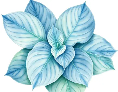 AI-generated watercolor illustration of Hosta 'The King' (not a photograph)