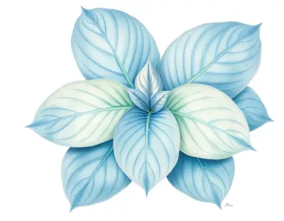 AI-generated watercolor illustration of Hosta 'These Colors Don’t Run' (not a photograph)