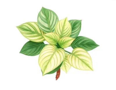 AI-generated watercolor illustration of Hosta 'Tigger' (not a photograph)